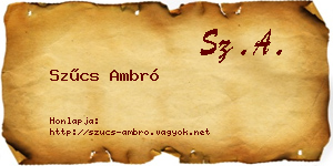 Szűcs Ambró névjegykártya